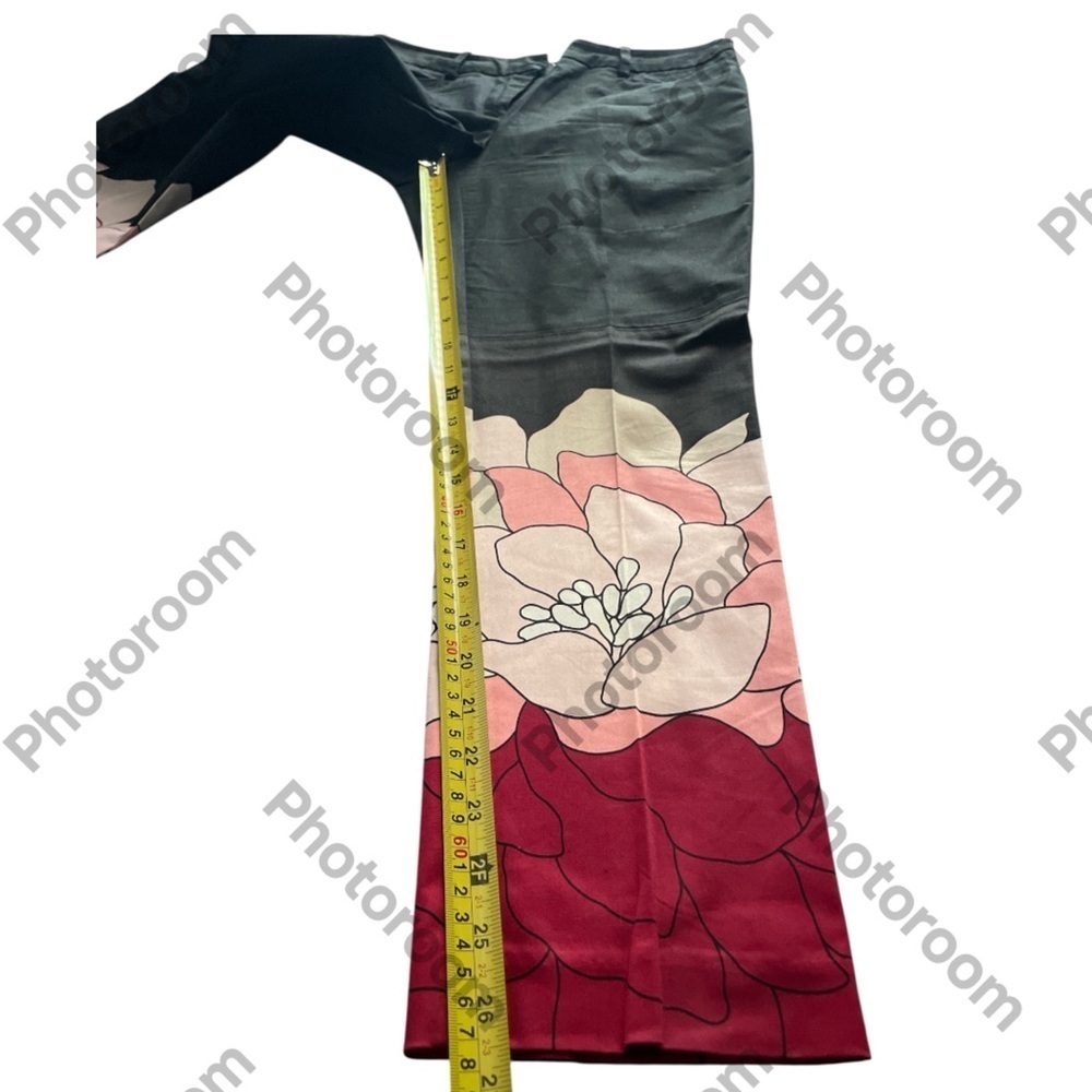 New York & CO Women’s Black Ankle Crop Casual Career Pants Floral Print  Size 4 - Picture 4 of 6